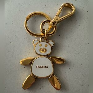 Prada Gold and White Bear Charm